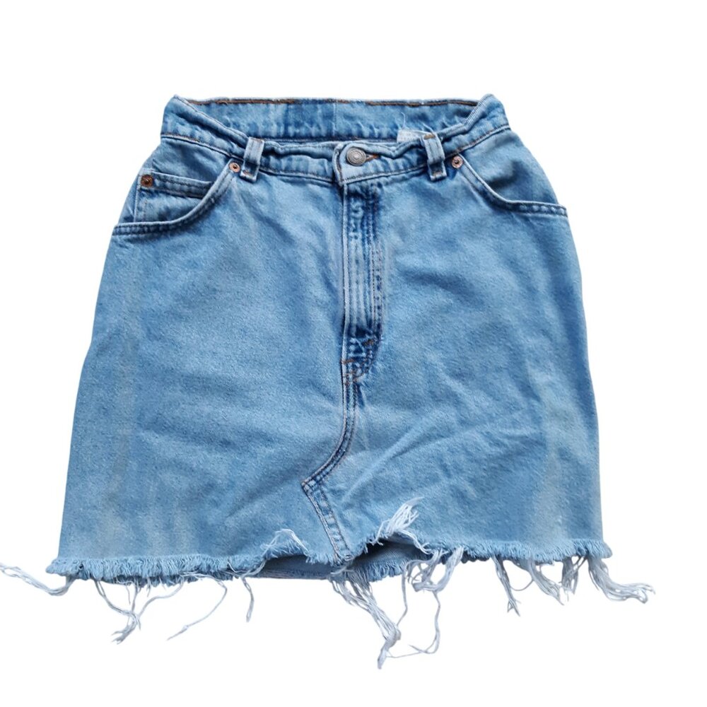 Vintage Distressed Cut Off Levi's Orange Tab Jean Mini Skirt Size XS W24